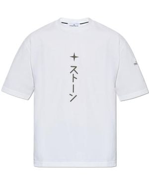 Stone Island Graphic Printed Crewneck T-Shirt - White