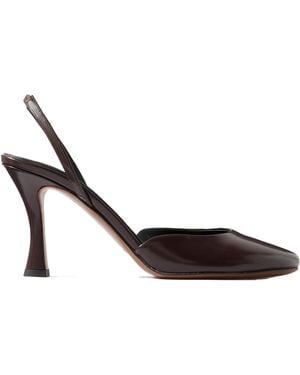 Neous Glossed-Leather Slingback Pumps - Brown
