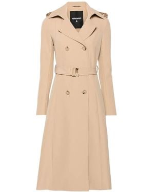 Patrizia Pepe Double-Breasted Trench Coat - Natural