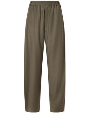 Tibi Wool-Blend Flannel Tapered Trousers - Green