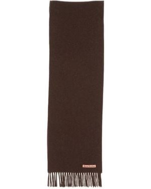 Acne Studios Logo Patch Fringed Edge Scarf - Brown