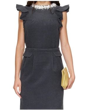 ShuShu/Tong Short-Sleeved Top With A Lace Collar - Blue
