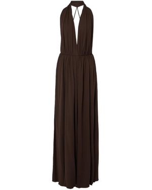 The Row Pharao Gathered Jersey Crêpe Gown - Brown