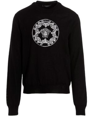 Versace Medusa-Jacquard Wool Jumper - Black