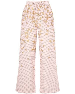 Donde Esteban Wide Leg Printed Cotton Trousers - Pink