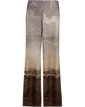 Pierre Louis Mascia Landscape-Print Wide-Leg Trousers - Grey
