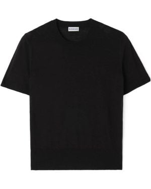 Burberry Check Panel Wool Silk Top - Black