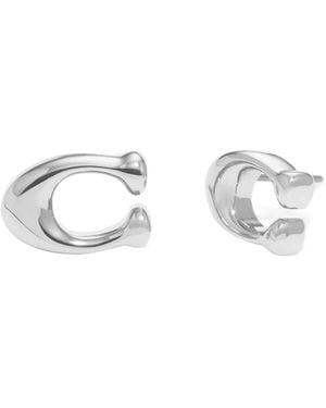 COACH Signature C Stud Earrings - White