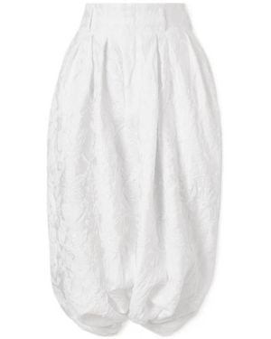 Comme des Garçons Pleated Jacquard-Knit Wide-Leg Trousers - White