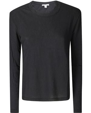James Perse Crepe Jersey Oversized L/S Crew - Black