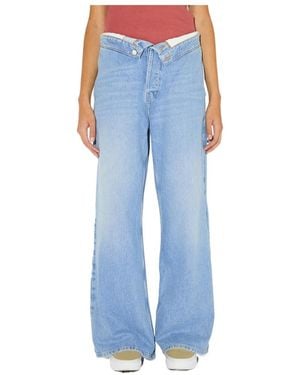 AMISH Wide-Leg Roll-Up Jeans - Blue