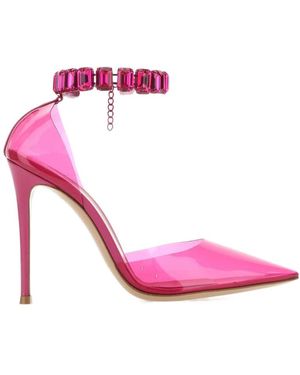 Gianvito Rossi Pointed-Toe Eembellished Court Shoes - Pink