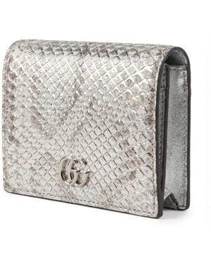 Gucci Gg Marmont Python Small Wallet - White