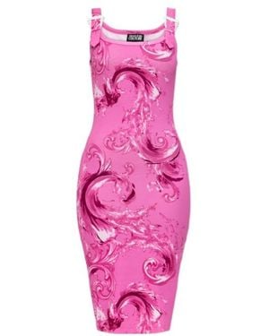 Versace Jeans Couture Couture Baroque Buckle Fitted Dress - Pink