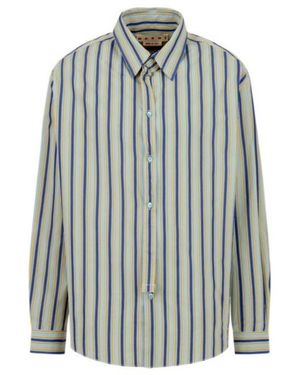 Marni Neck Strap Striped Poplin Shirt - Blue