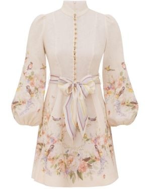 Zimmermann Valiant Button Mini Dress - Natural