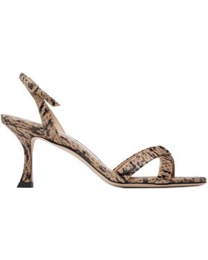 Jimmy Choo Elsy 70 Kigali Snake Print High-Heeled Sandals - Metallic