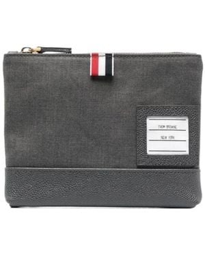 Thom Browne Super 120's Twill Zip Pouch - Grey