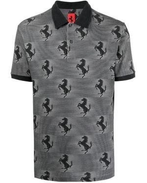 Ferrari All-Over Logo-Print Polo Shirt - Gray