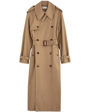 Saint Laurent Double-Breasted Cotton Twill Trench Coat - Natural