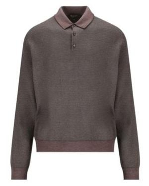 Loro Piana Long-Sleeved Buttoned Polo Shirt - Grey