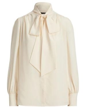 Ralph Lauren Tie-Neck Blouse - Natural
