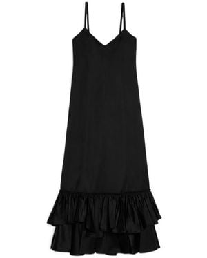 Jil Sander Silk Blend Ruffle Dress - Black