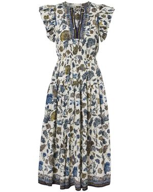 Ulla Johnson Kairi Gathered Cotton-Blend Midi Dress - Multicolour
