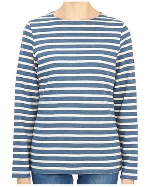 Saint James Round-Neck Striped T-Shirt - Blue
