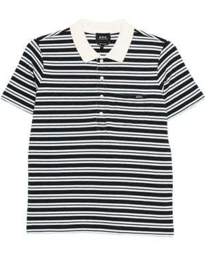 A.P.C. Striped Pocket Polo - Blue