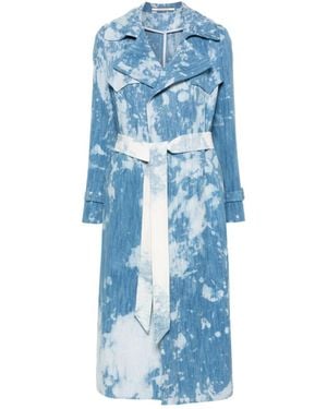 Tagliatore Belted Denim Trench Coat - Blue