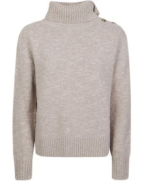 MC2 Saint Barth Philomene Buttoned Turtleneck Jumper - Grey