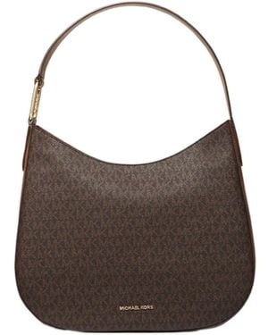 Michael Kors Kensington Large Signature Logo Hobo Shoulder Bag - Brown