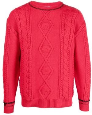 Marine Serre Cable-Knit Wool Sweater - Red