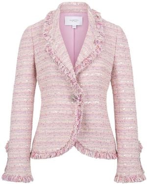 Giambattista Valli Cinched-Waist Tweed Blazer - Pink