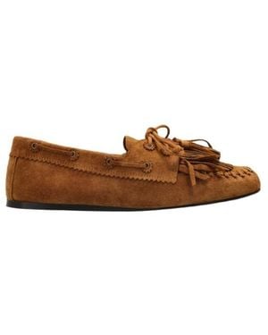 Isabel Marant Fersi Fringed Moccasin Flat Shoes - Brown