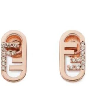 Fendi Rose- Colored Metal Earrings - Pink