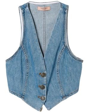Twinset Fitted Denim Waistcoat - Blue
