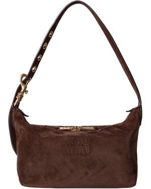 Miu Miu Suede Shoulder Bag - Brown
