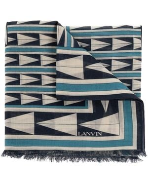 Lanvin Geometric Pattern Scarf - Blue