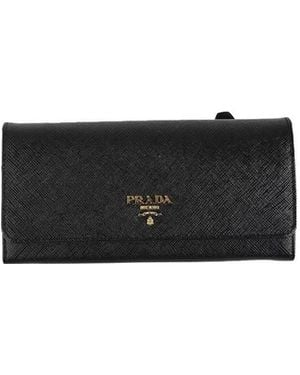 Prada Logo Fold Continental Wallet - Black