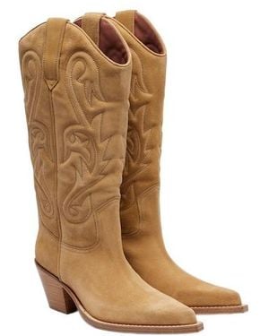 Paris Texas Suede Cowboy Boots - Brown