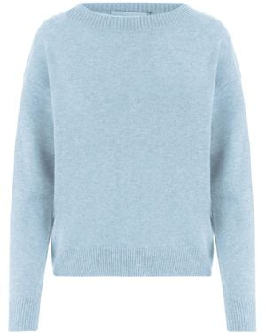 Allude Cashmere Crew Neck Knitted Sweater - Blue