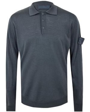 Stone Island Ghost Long Sleeve Polo Shirt - Blue