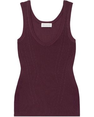 Dries Van Noten Ribbed Stretch-Knit Tank - Purple
