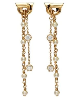 Ferragamo Gancini Embellished Drop Earrings - White
