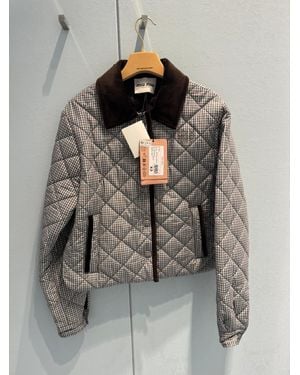 Miu Miu Lapel Plaid Jacket - Gray