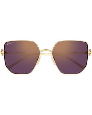 Cartier Geometric Frame Sunglasses - Purple