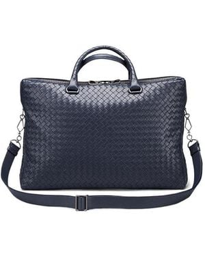Bottega Veneta Logo Details Portable Briefcase - Blue