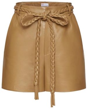 RED Valentino Braided Belt Shorts - Natural